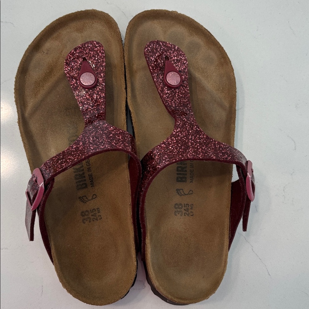 Birkenstock Sparkly Burgundy Sandals - Picture 3 of 10